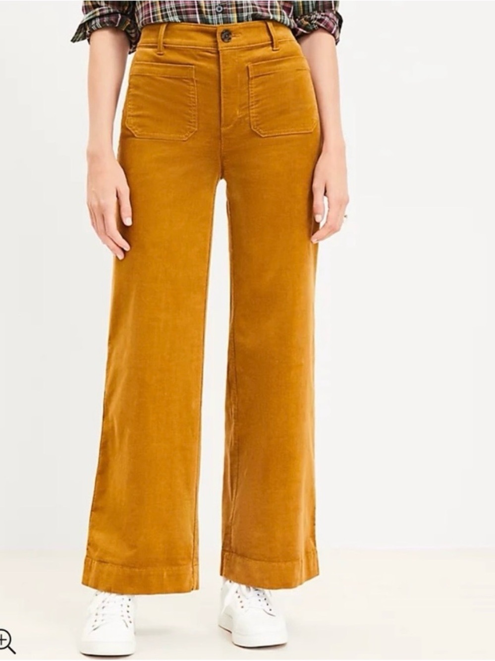 Ann Taylor LOFT THE PALMER Mustard Yellow Brown Wide Leg Corduroy Boho Pants 6 - Picture 5 of 14